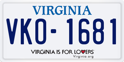 VA license plate VKO1681