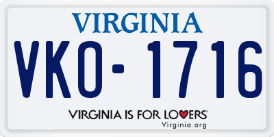 VA license plate VKO1716
