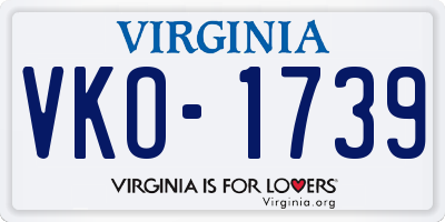 VA license plate VKO1739