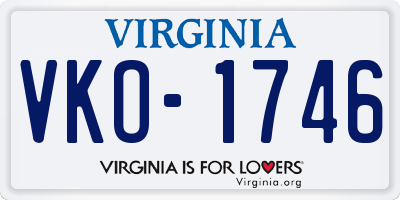 VA license plate VKO1746