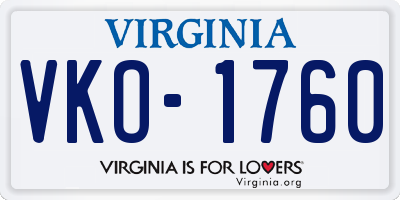 VA license plate VKO1760