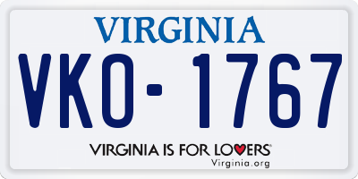 VA license plate VKO1767