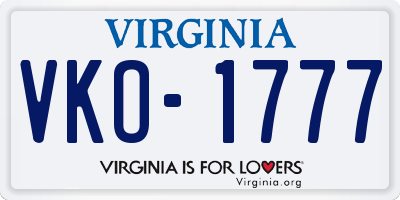 VA license plate VKO1777