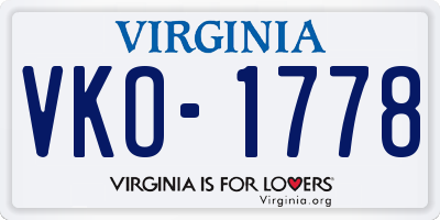 VA license plate VKO1778