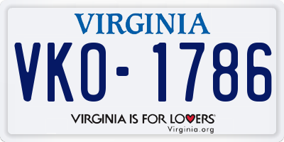 VA license plate VKO1786