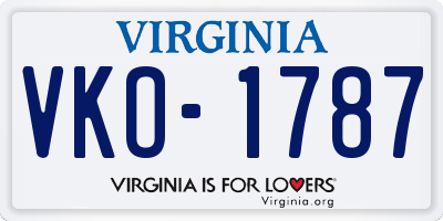 VA license plate VKO1787