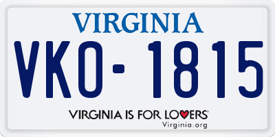 VA license plate VKO1815