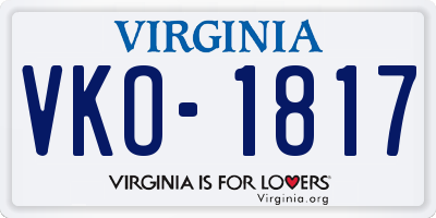 VA license plate VKO1817