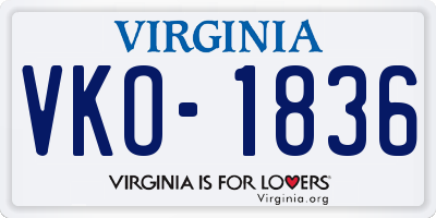 VA license plate VKO1836