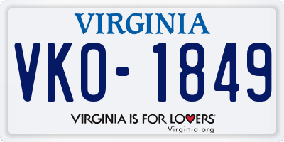 VA license plate VKO1849