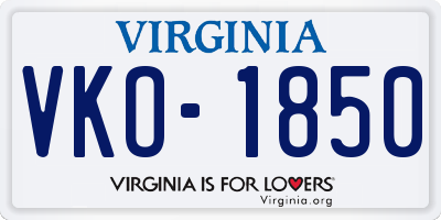 VA license plate VKO1850