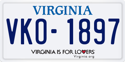 VA license plate VKO1897