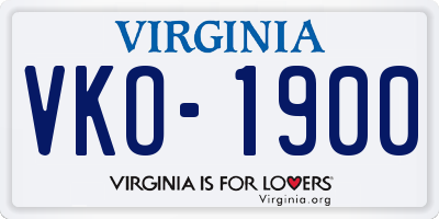 VA license plate VKO1900