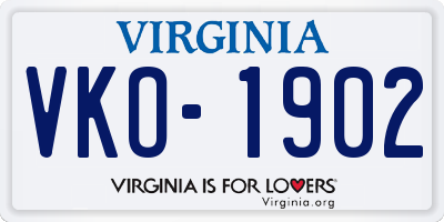 VA license plate VKO1902