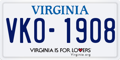 VA license plate VKO1908