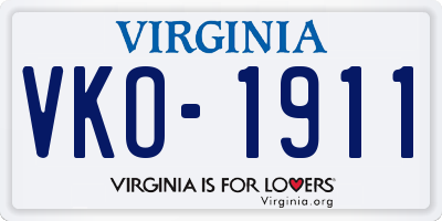 VA license plate VKO1911
