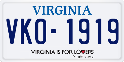 VA license plate VKO1919