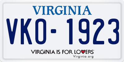 VA license plate VKO1923