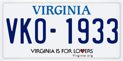 VA license plate VKO1933