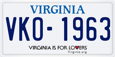 VA license plate VKO1963