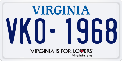VA license plate VKO1968