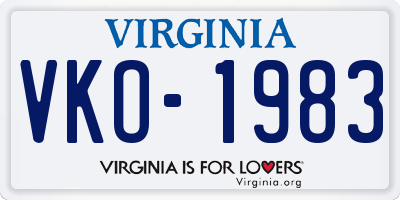 VA license plate VKO1983