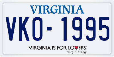 VA license plate VKO1995