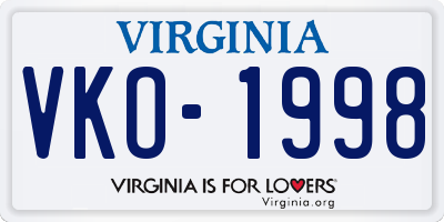 VA license plate VKO1998