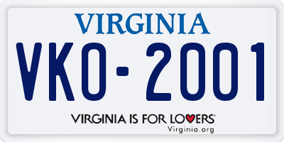 VA license plate VKO2001
