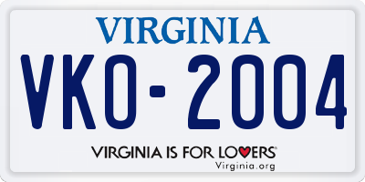 VA license plate VKO2004