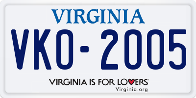 VA license plate VKO2005
