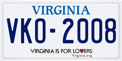 VA license plate VKO2008