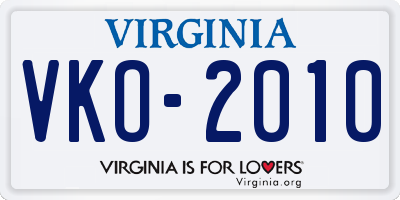 VA license plate VKO2010