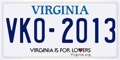 VA license plate VKO2013