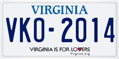 VA license plate VKO2014