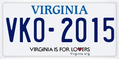 VA license plate VKO2015