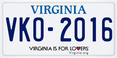 VA license plate VKO2016