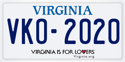 VA license plate VKO2020