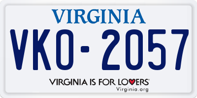 VA license plate VKO2057
