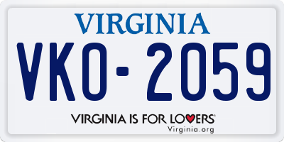 VA license plate VKO2059