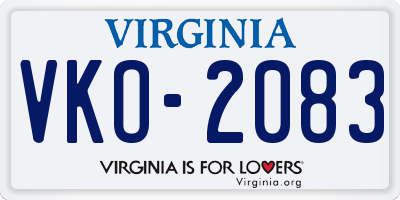 VA license plate VKO2083
