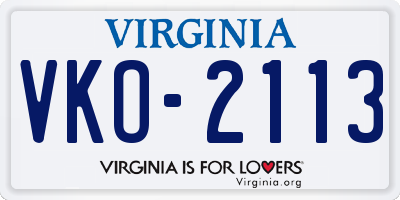 VA license plate VKO2113