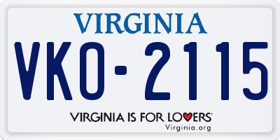 VA license plate VKO2115