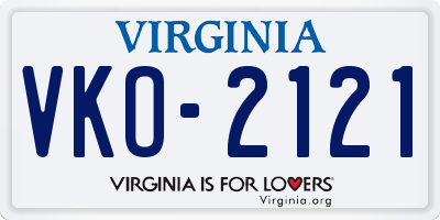 VA license plate VKO2121