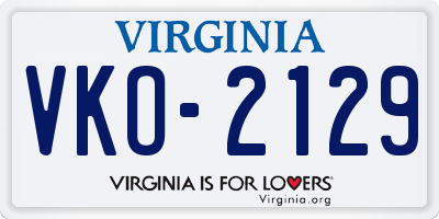 VA license plate VKO2129