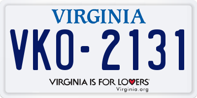 VA license plate VKO2131