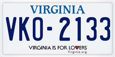 VA license plate VKO2133