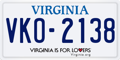 VA license plate VKO2138