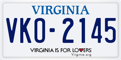 VA license plate VKO2145