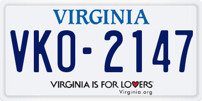 VA license plate VKO2147